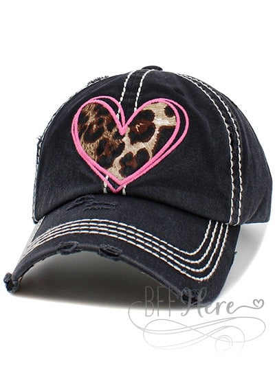 Leopard Heart Hat - Choice Of Color - BFF Here