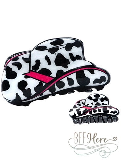 Cowgirl Hat Hair Clip — Black & White - BFF Here