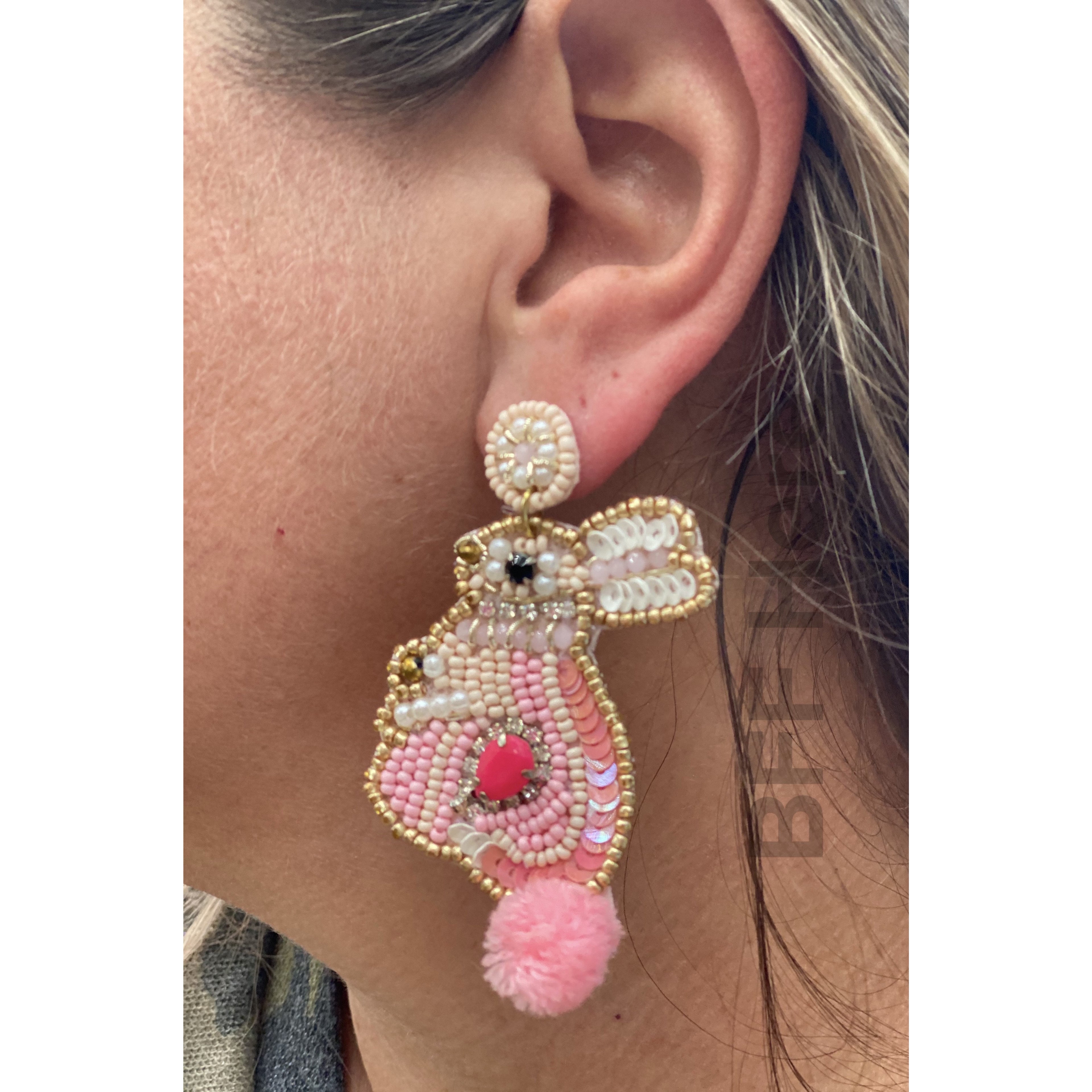 Easter Bunny Seed Bead Earrings -- Choice of Color - BFF Here