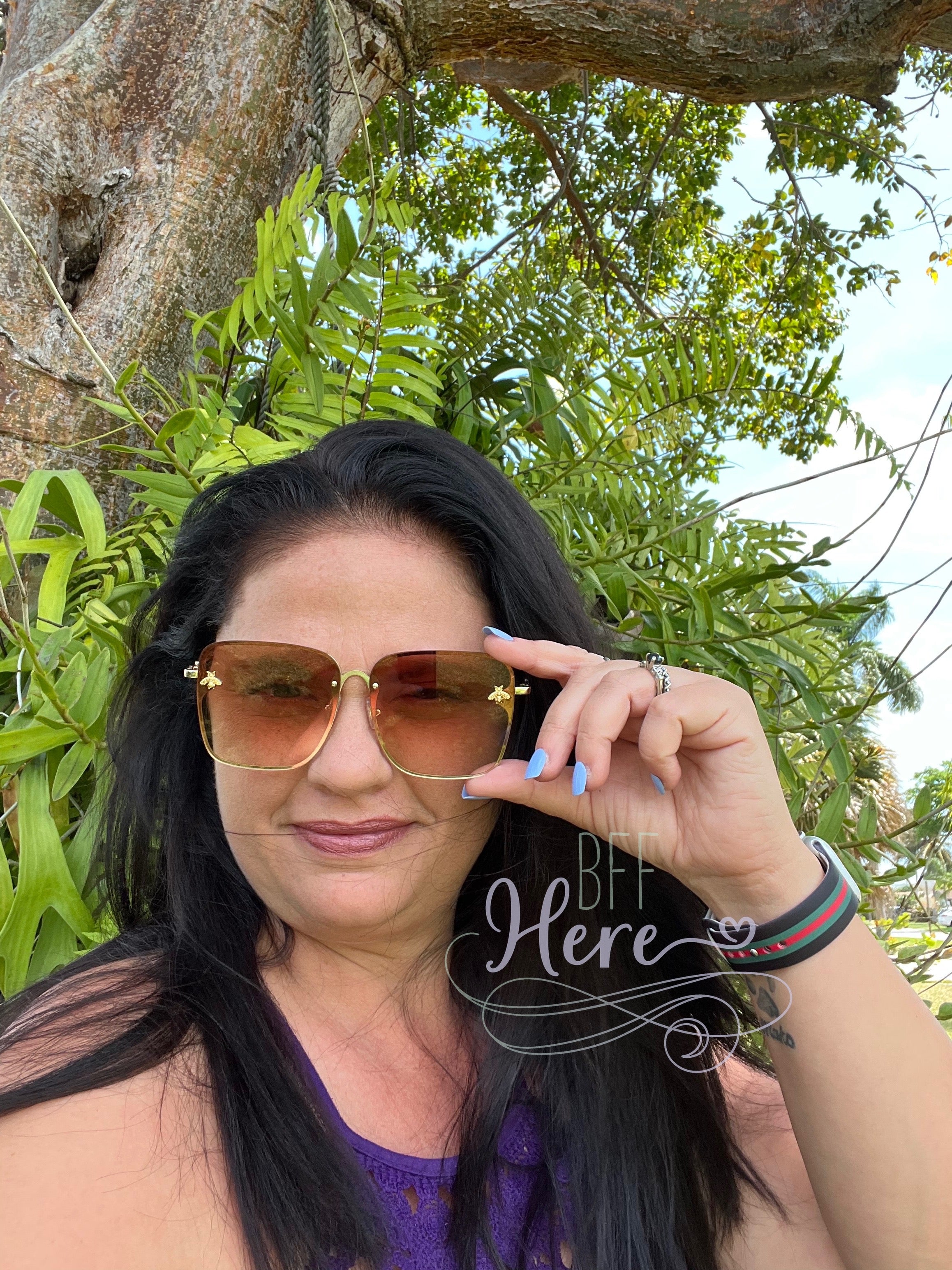 Honey Bee Square Framed Sunglasses -- Choice of Color - BFF Here