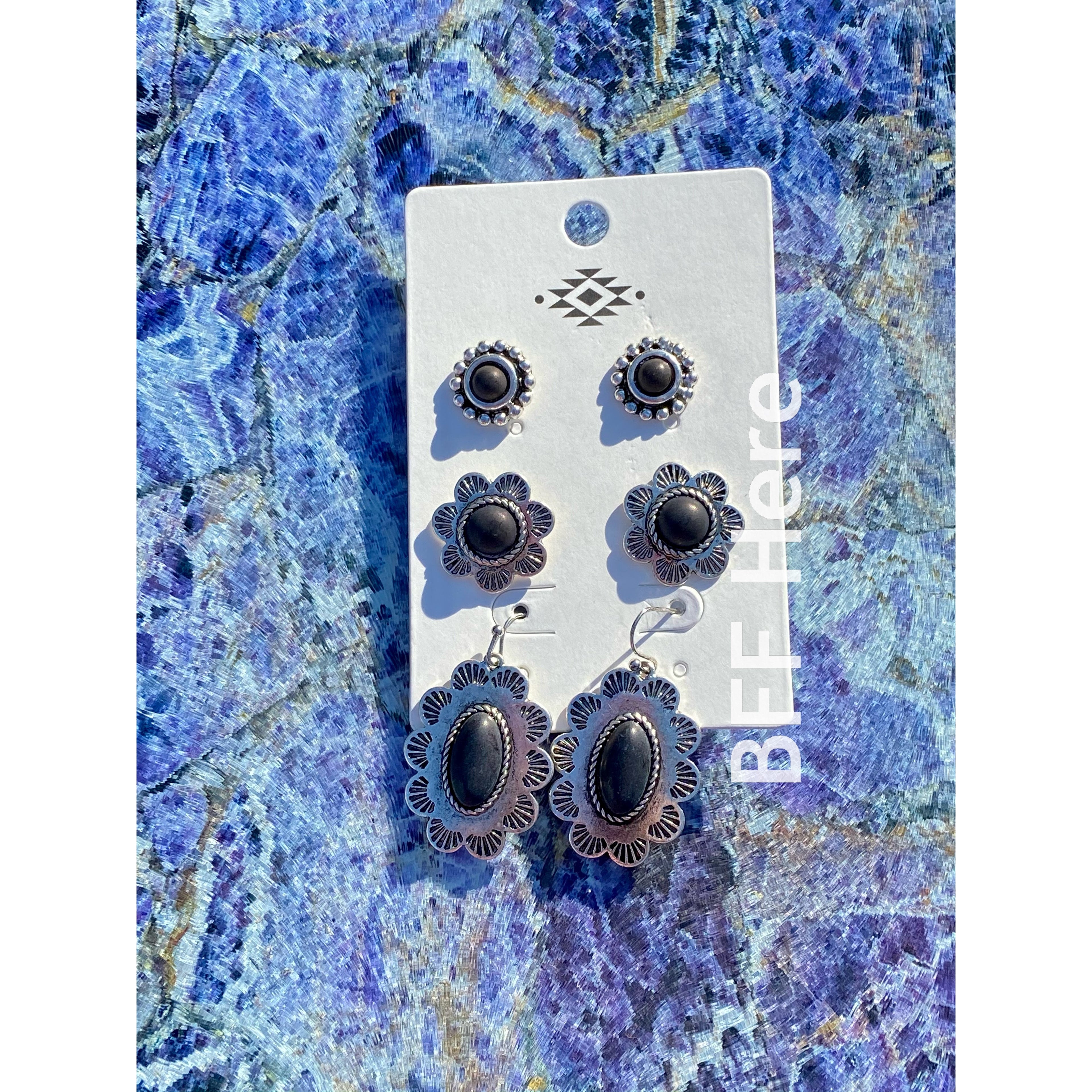 Western 3 Piece Earring Set - Choice of Color - BFF Here