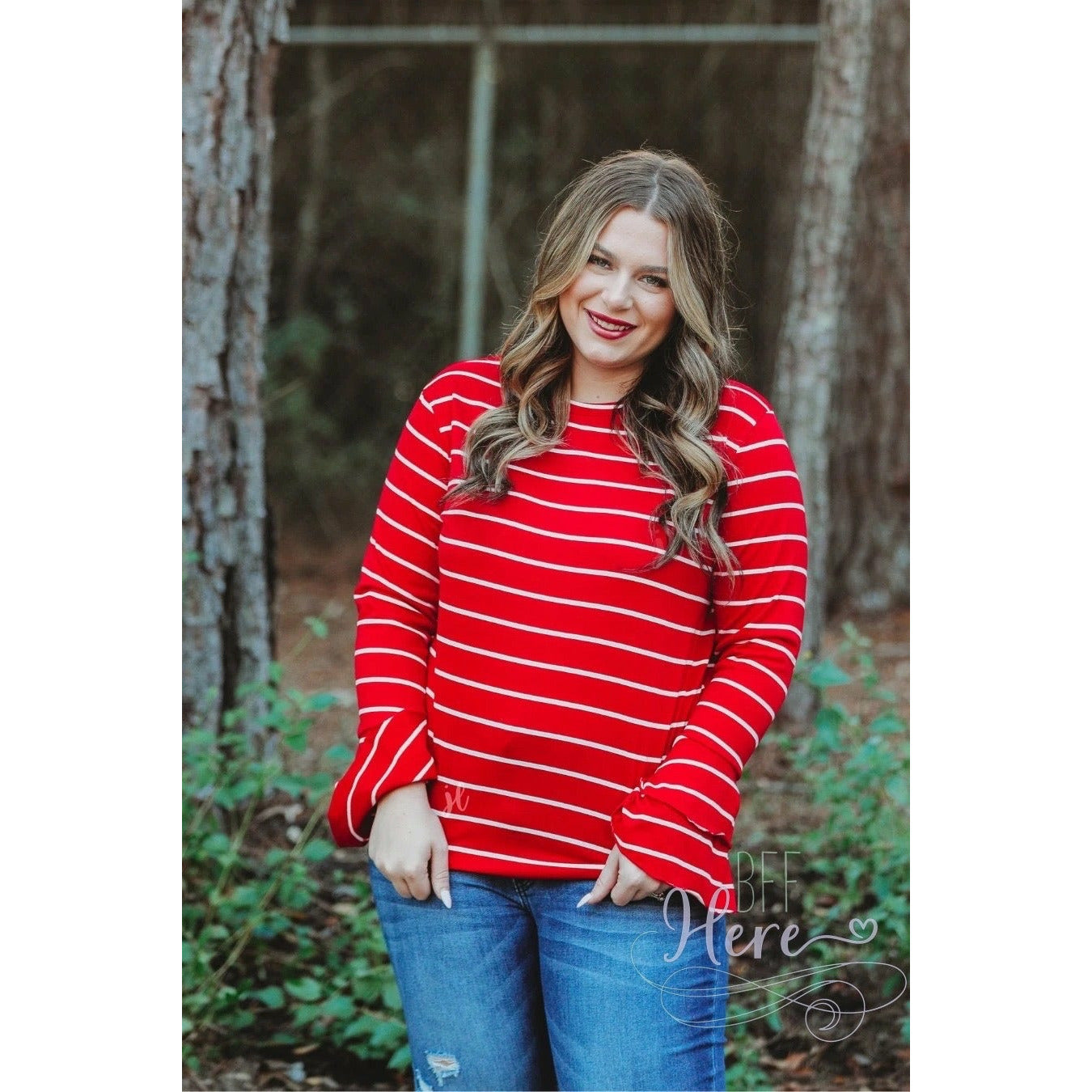 Riley Ruffle Sleeve Top — Red - BFF Here