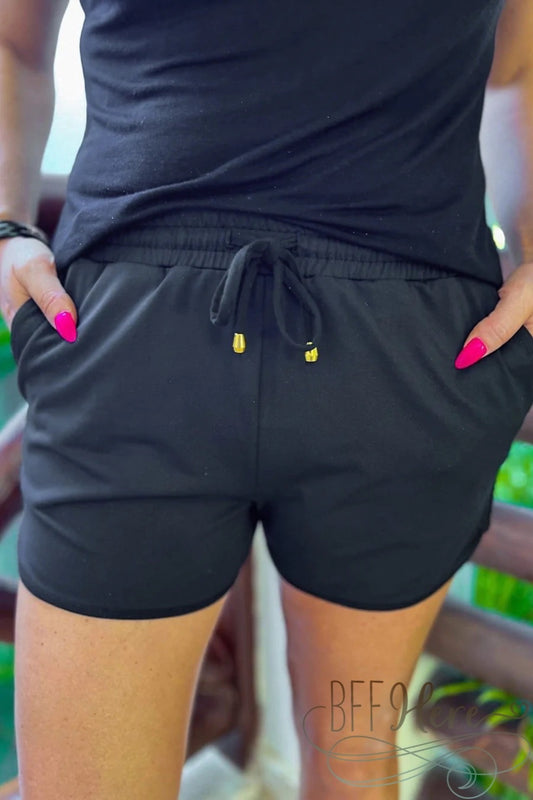 PREORDER-Adult After Dark Black Drawstring Everyday Shorts - BFF Here