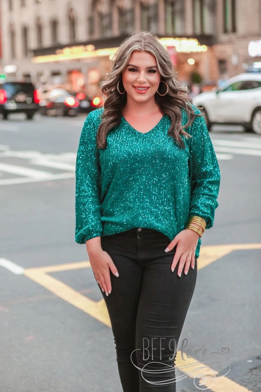 PREORDER-Star of the Show Sequin Top — Emerald - BFF Here
