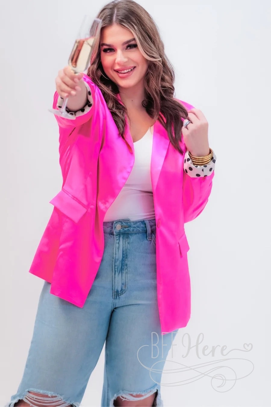 PREORDER-Sienna Satin Blazer - BFF Here