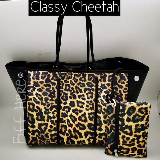 Neoprene Tote --  Classy Cheetah - BFF Here