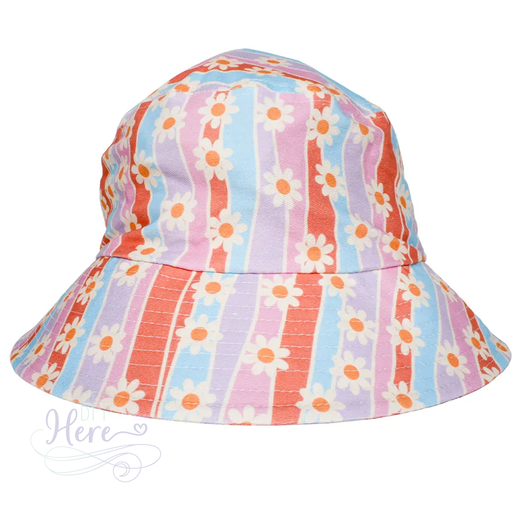 Daisy Stripes Bucket Hat - BFF Here