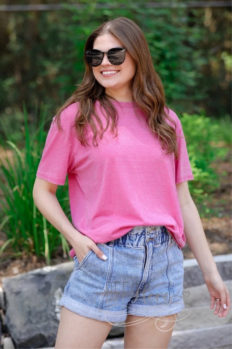 Sun Baked  Vintage Wash Tee — Pink - BFF Here