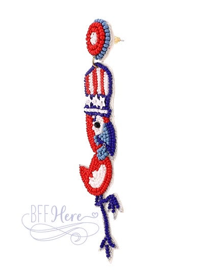 USA Parrot Seed Bead Earrings - BFF Here