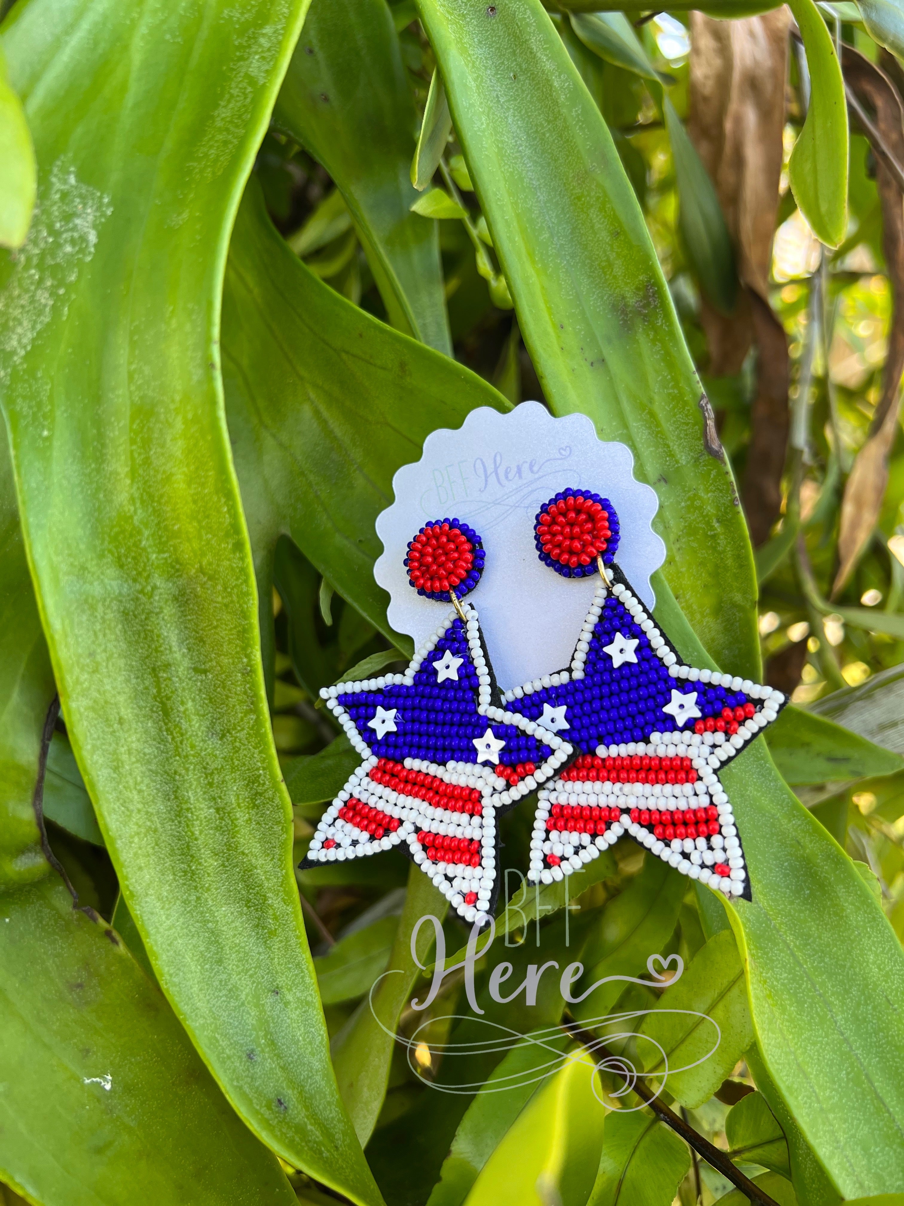 Liberty Star Seed Bead Earrings - BFF Here