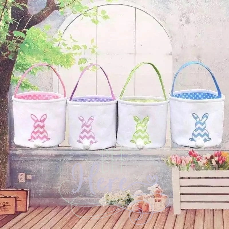 Chevron Easter Bunny Basket — Choice of Color - BFF Here