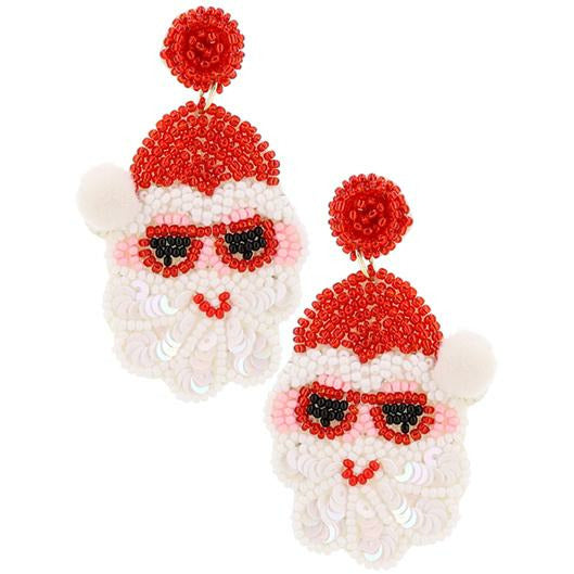 Vacay Santa Seed Bead Earrings - BFF Here
