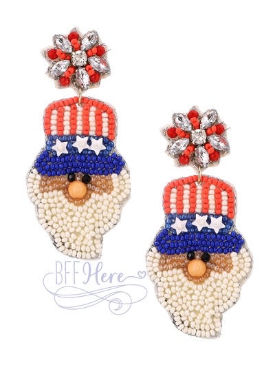 Uncle Sam Seed Bead Earrings - BFF Here