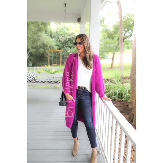 Violet Fuzzy Cardigan - BFF Here