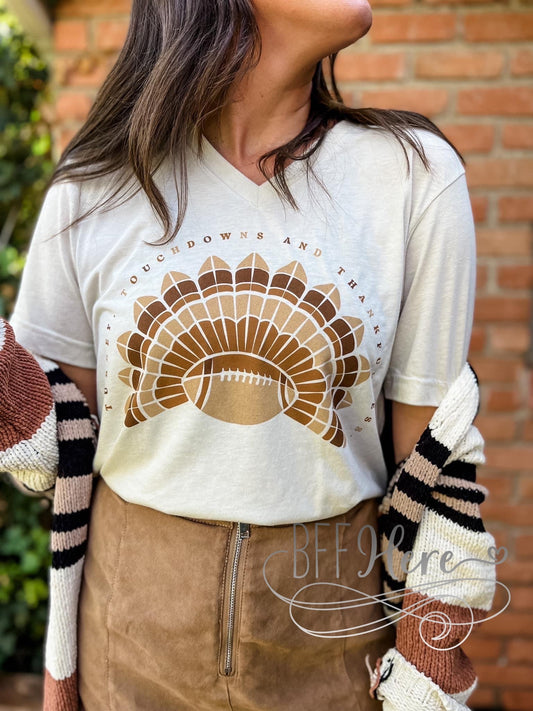 PREORDER—Turkey, Touchdown & Thankfulness T-Shirt - BFF Here