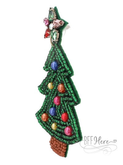 Christmas Tree Seed Bead Earrings - BFF Here