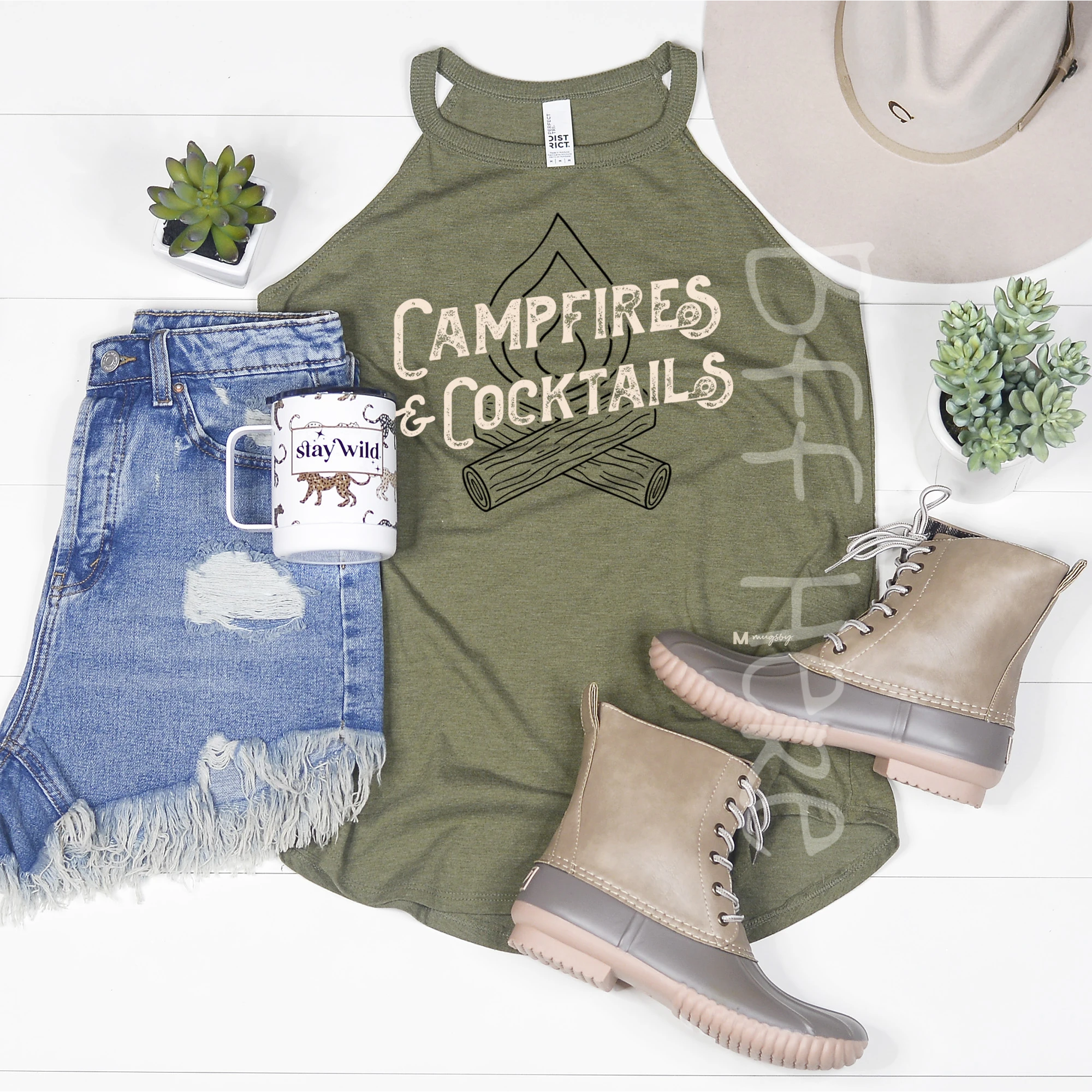 Campfires and Cocktails Rocker Tank - BFF Here