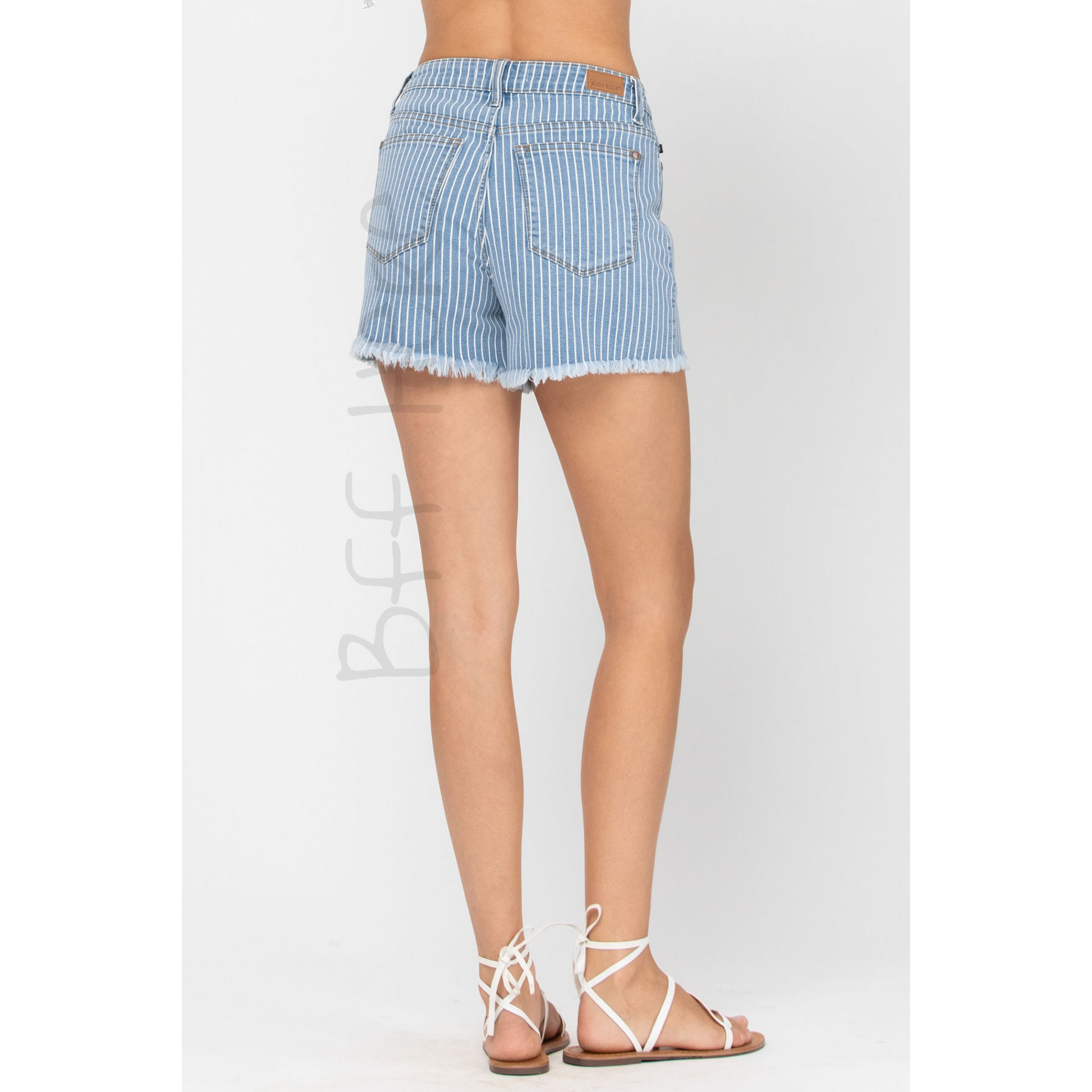 Striped High Waste Shorts by Judy Blue - BFF Here