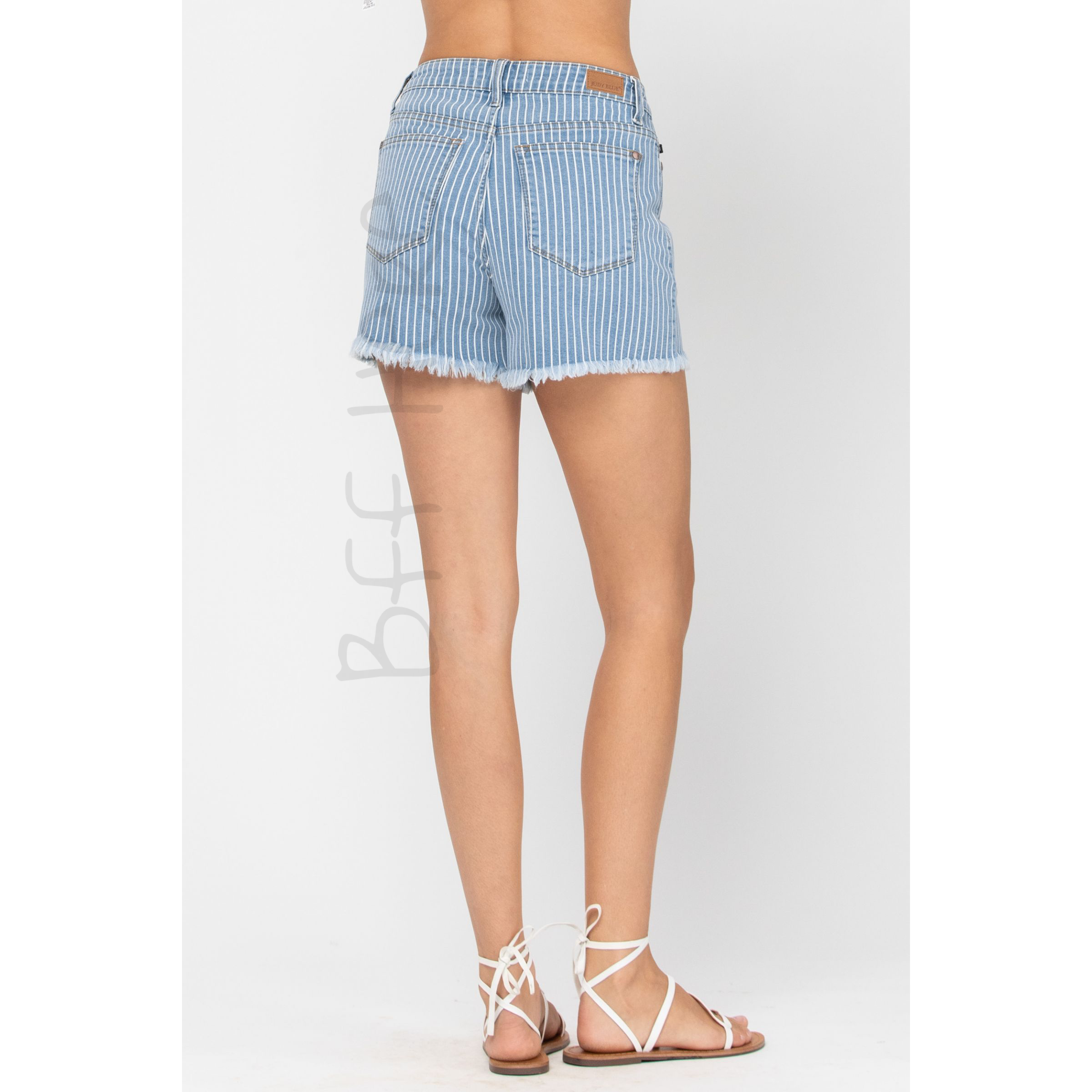 Striped High Waste Shorts by Judy Blue - BFF Here