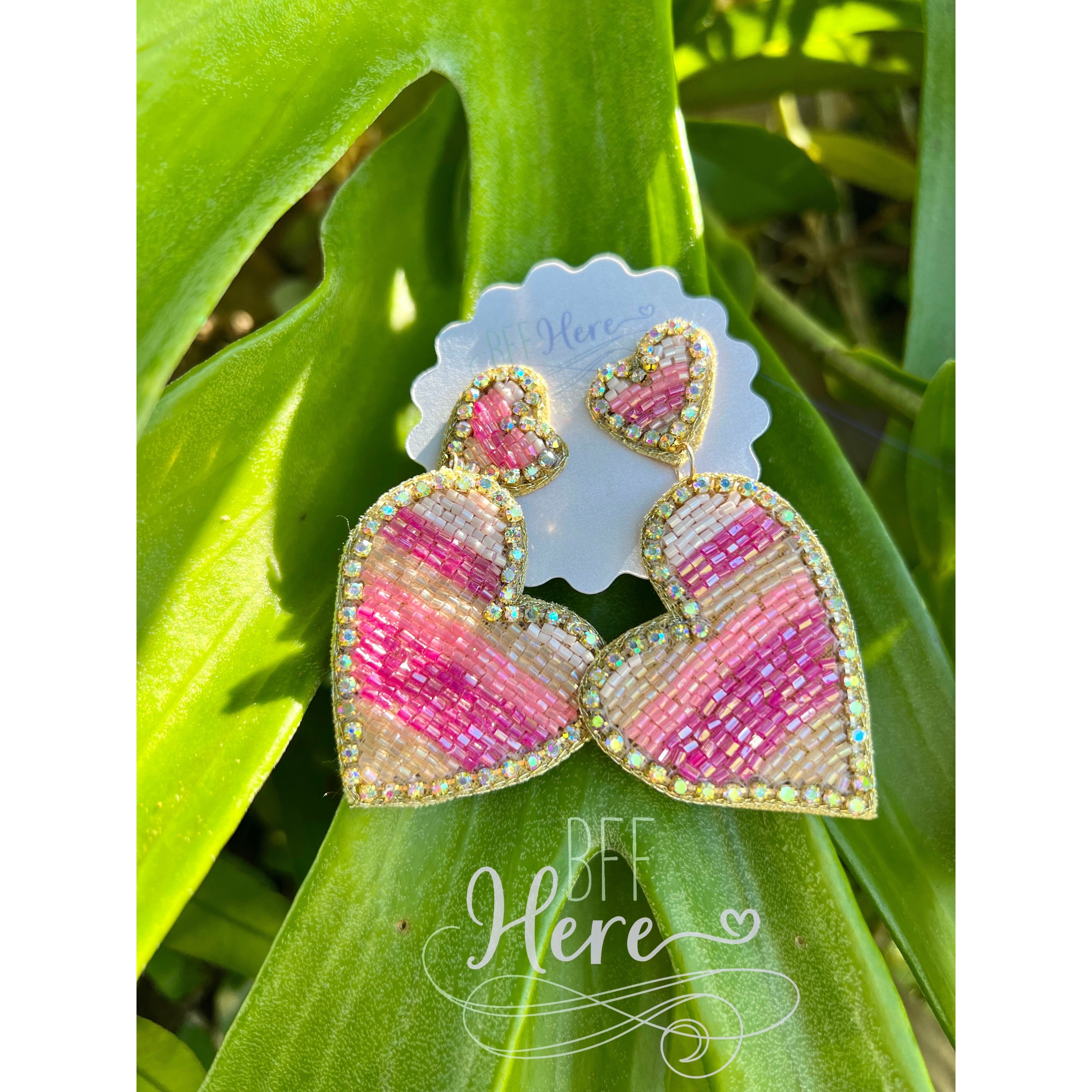 Lovely Heart Seed Bead Earrings - BFF Here