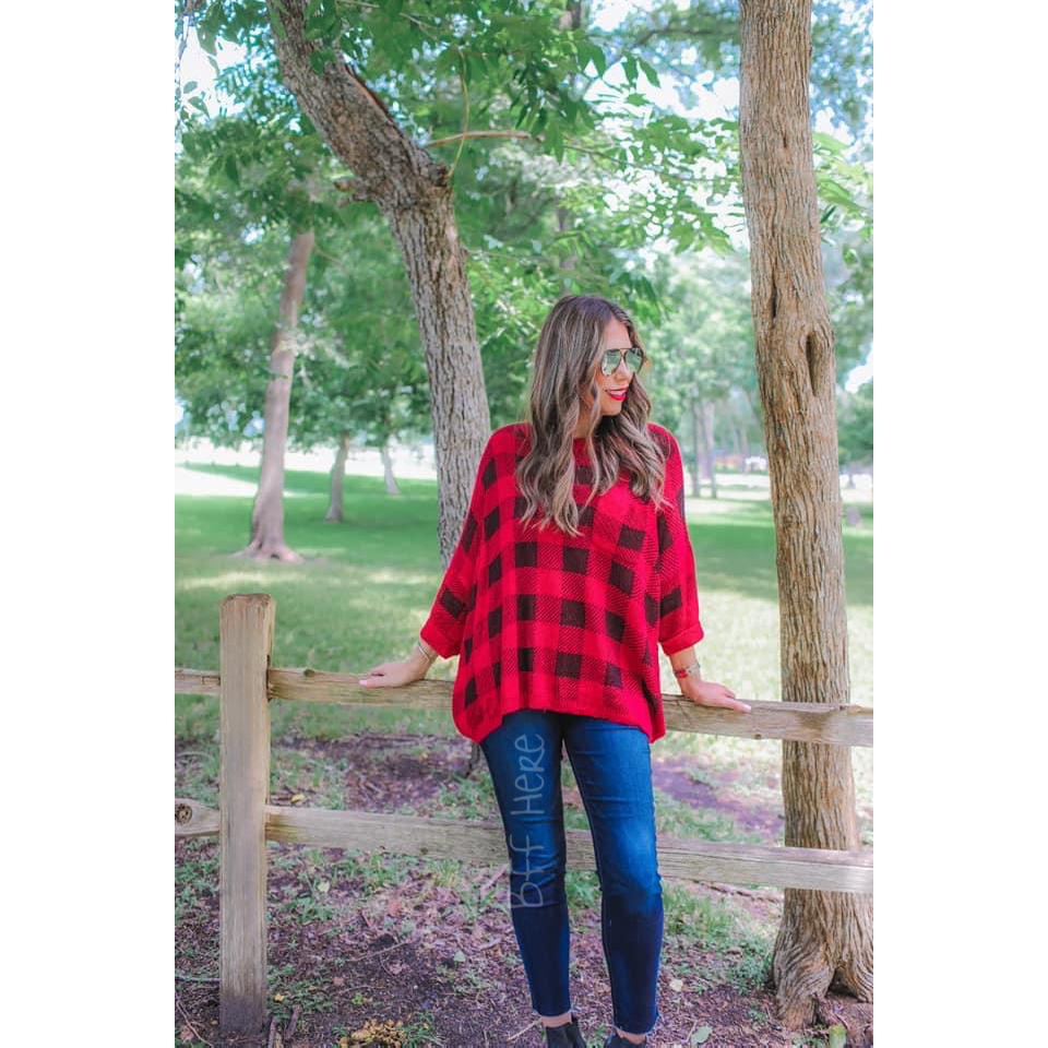 Apple Orchard Plaid Lightweight Sweater - BFF Here