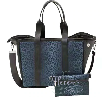 Neoprene Zippered Tote -- Midnight Leopard - BFF Here