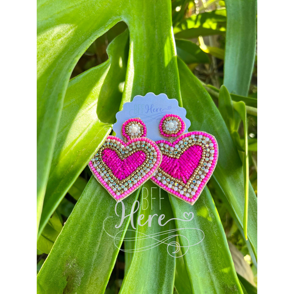 You Have My Heart Seed Bead Earrings - BFF Here