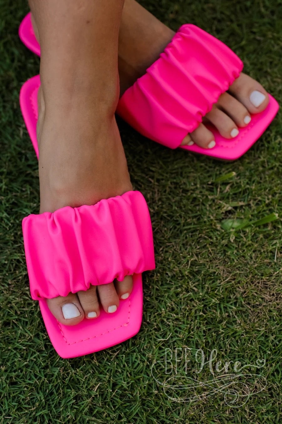 April Ruched Sandals — Pink - BFF Here