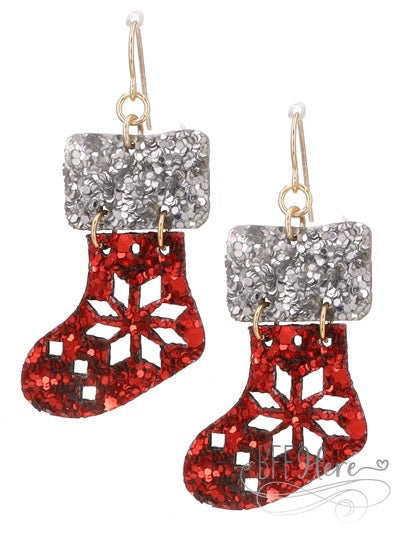 Glitter Stocking Earrings - BFF Here