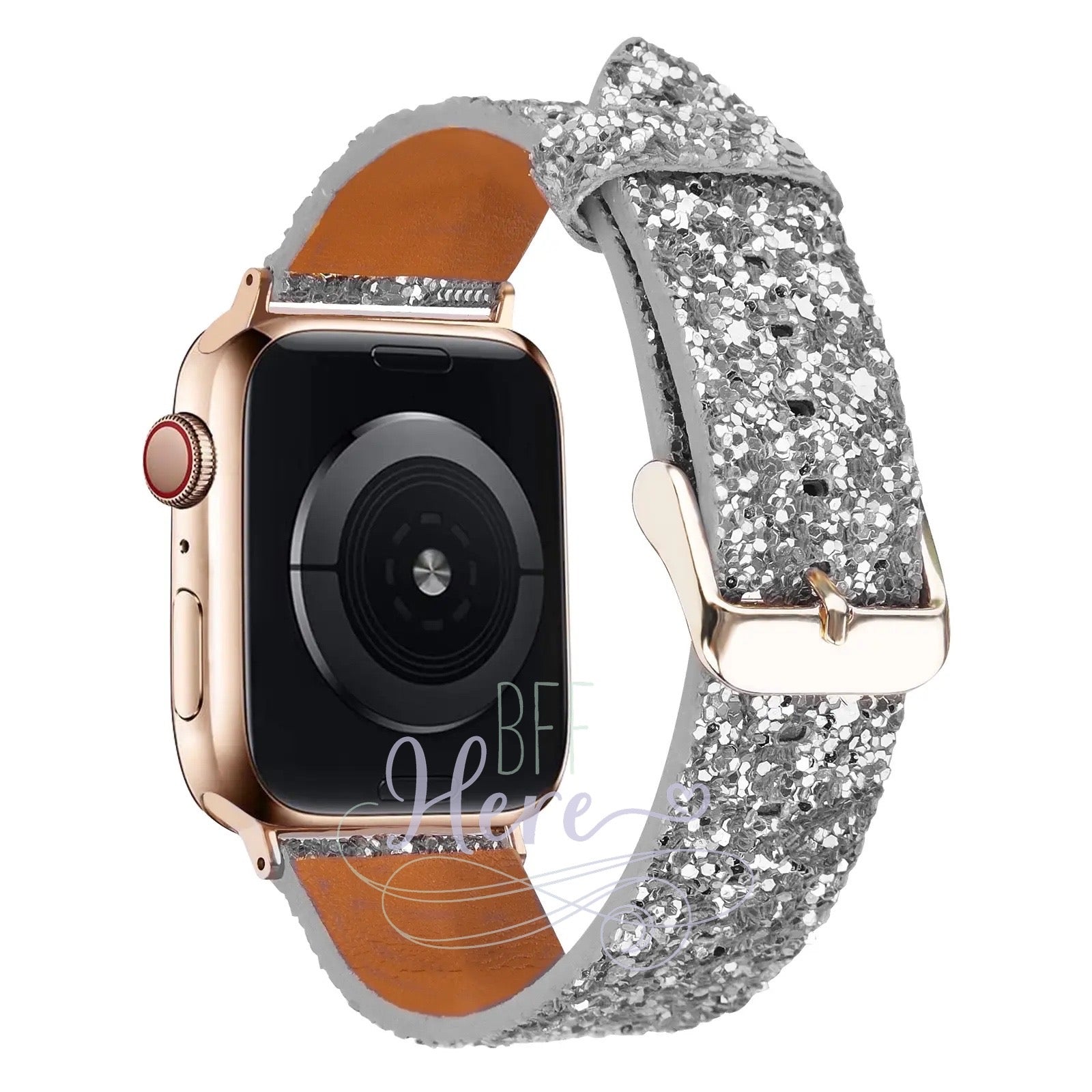 Shiny Glitter Leather Apple Watch Bands -- Choice of Color - BFF Here