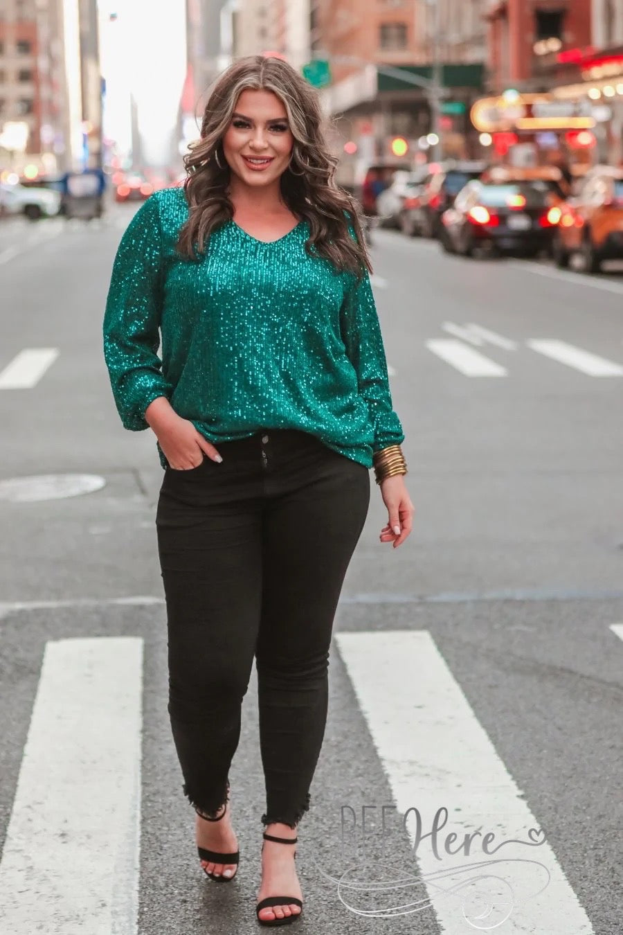 PREORDER-Star of the Show Sequin Top — Emerald - BFF Here