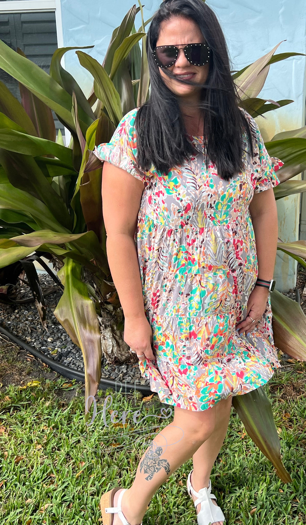 Secret Garden Floral Babydoll Dress -- Gray - BFF Here