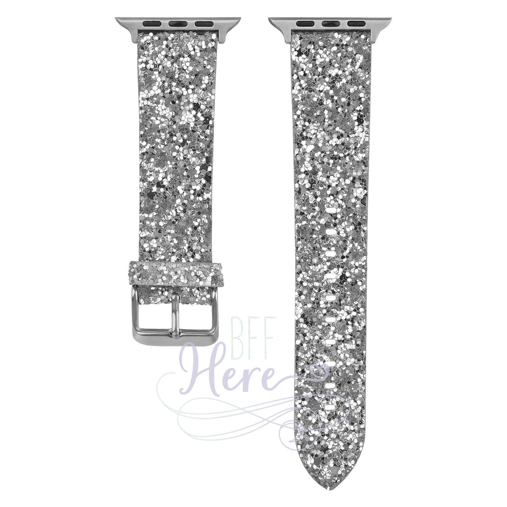 Shiny Glitter Leather Apple Watch Bands -- Choice of Color - BFF Here