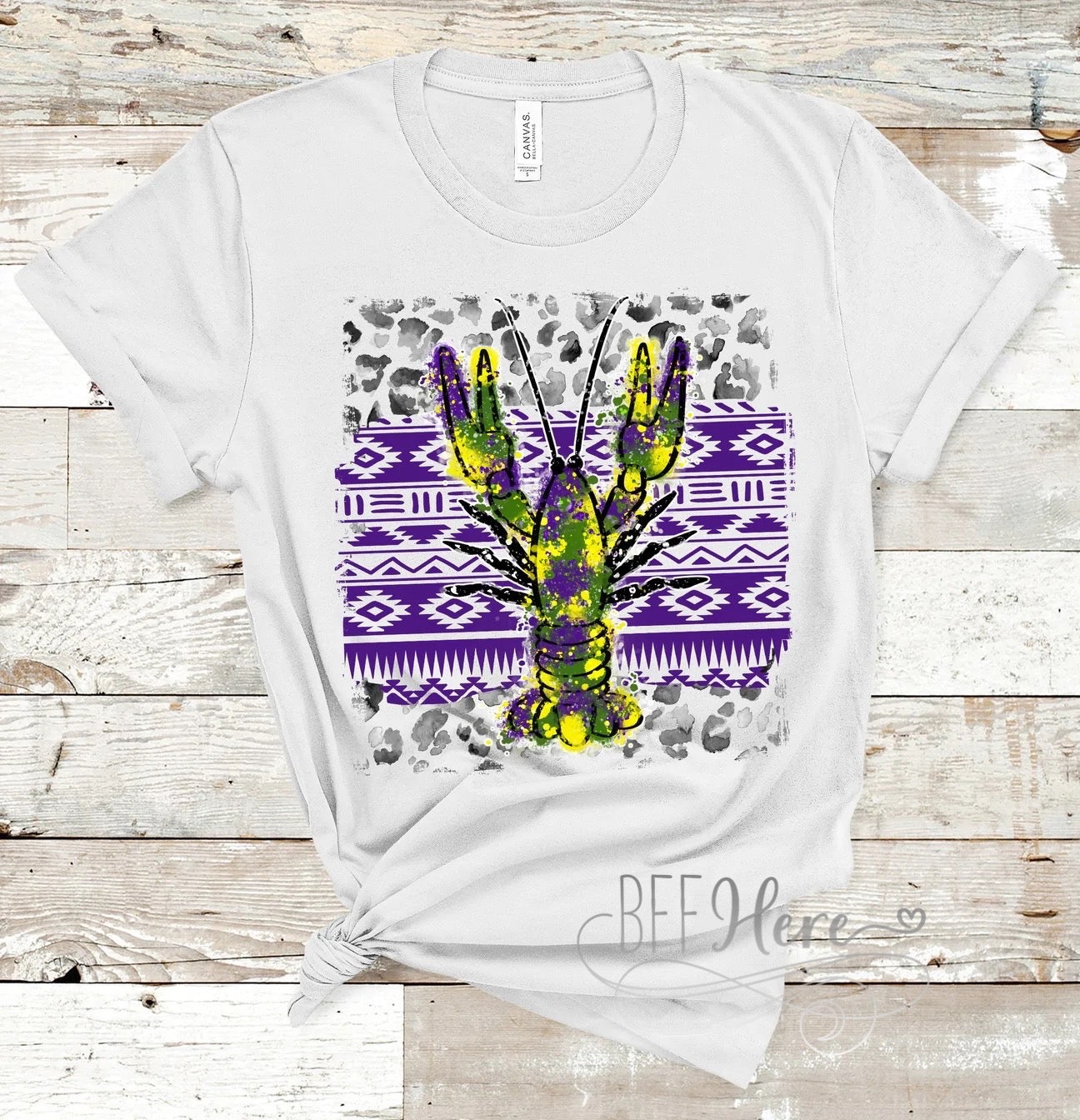 PREORDER—Watercolor Aztec Crawfish T-Shirt - BFF Here