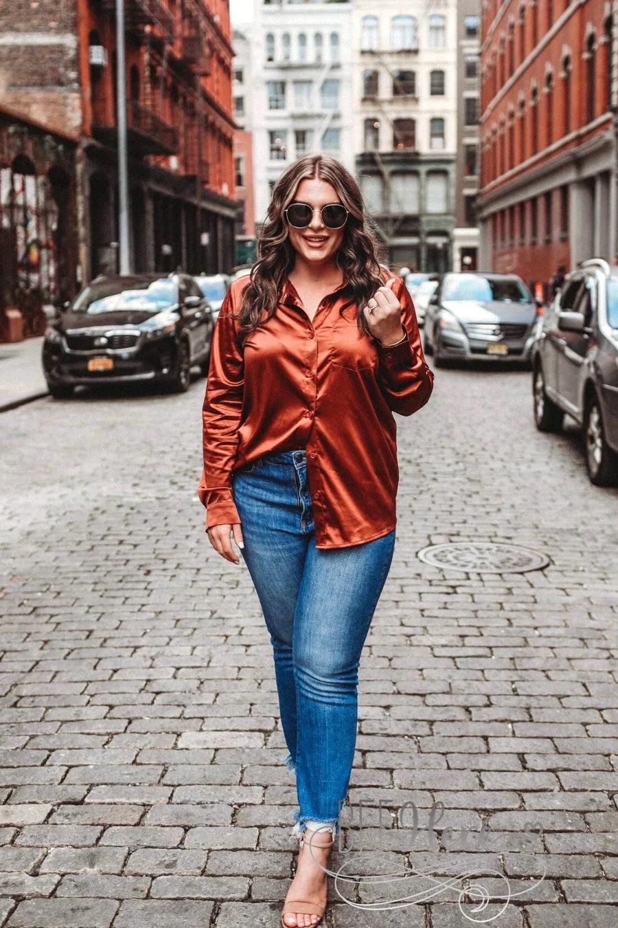 PREORDER-Boss Babe Button Up Top — Rust - BFF Here