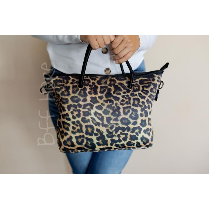 Neoprene Shoulder Tote -- Brown Cheetah - BFF Here