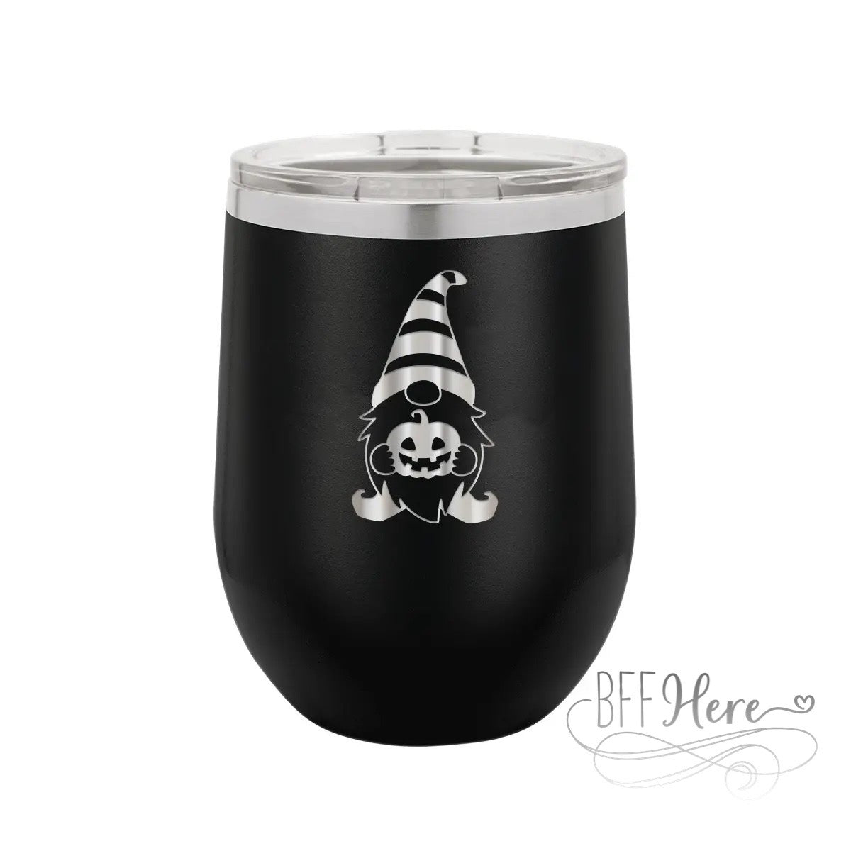 Halloween Gnome Stemless Cup — Black - BFF Here