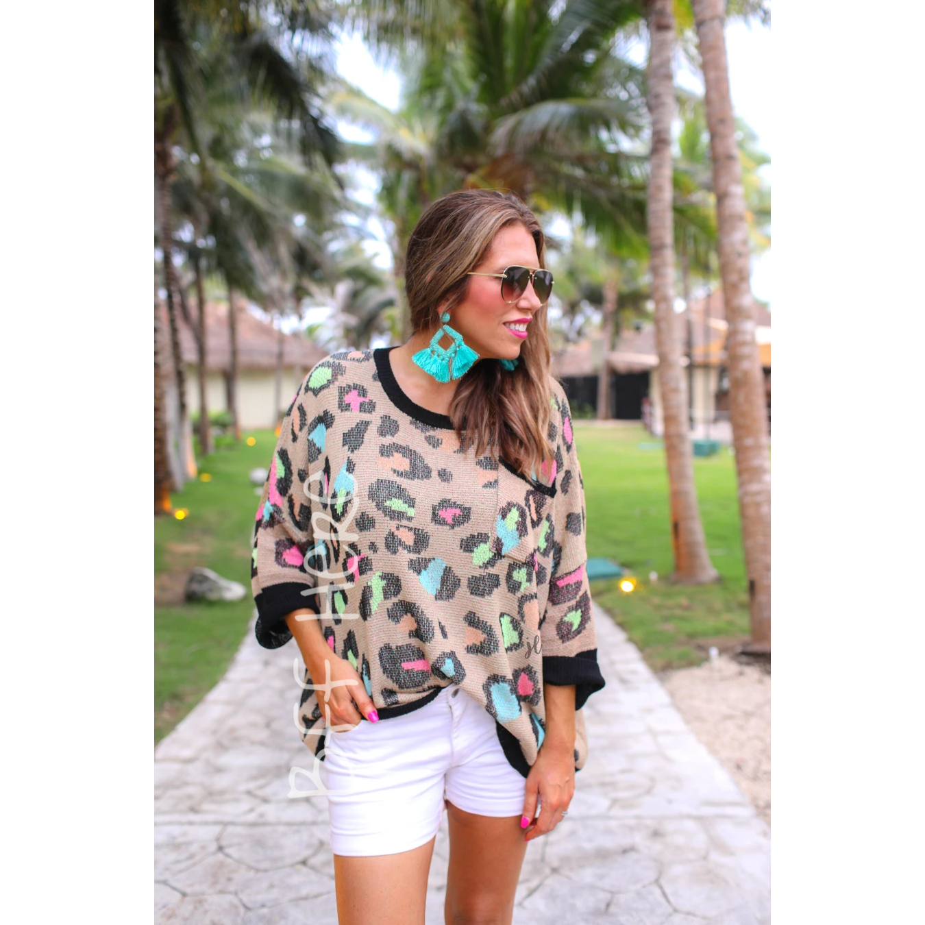 Charleston Colorful Leopard Lightweight Sweater - BFF Here