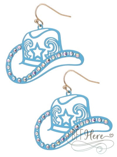 Cowboy Hat Filagree Earrings — Turquoise - BFF Here