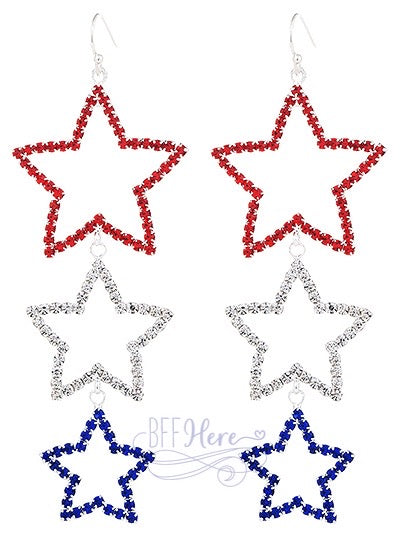 Red, White and Blue Star Earrings - BFF Here