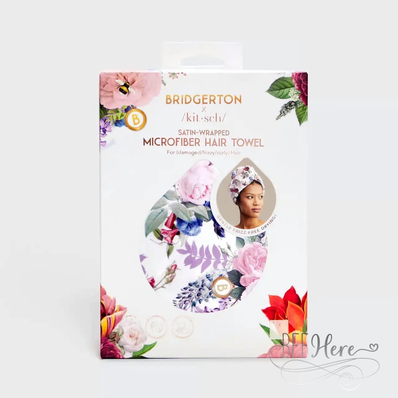 Bridgerton x Kitsch Satin-Wrapped Hair Towel - Floral - BFF Here