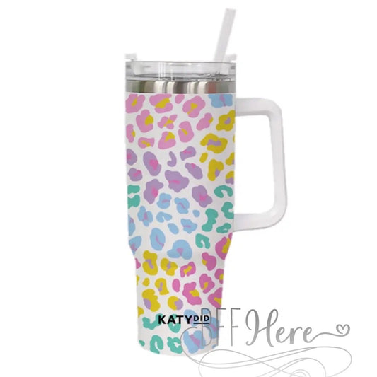 PREORDER-40 oz. Pastel Leopard Travel Tumbler - BFF Here