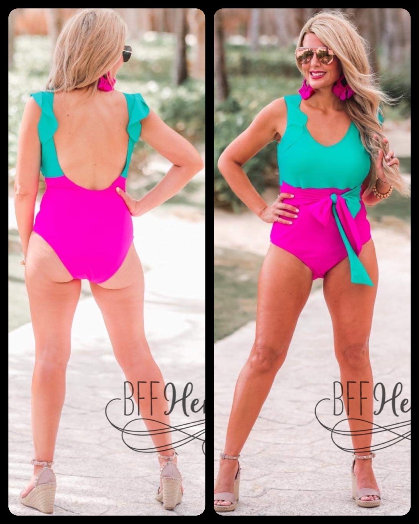PREORDER—Laying Poolside Color Block Swimsuit - BFF Here