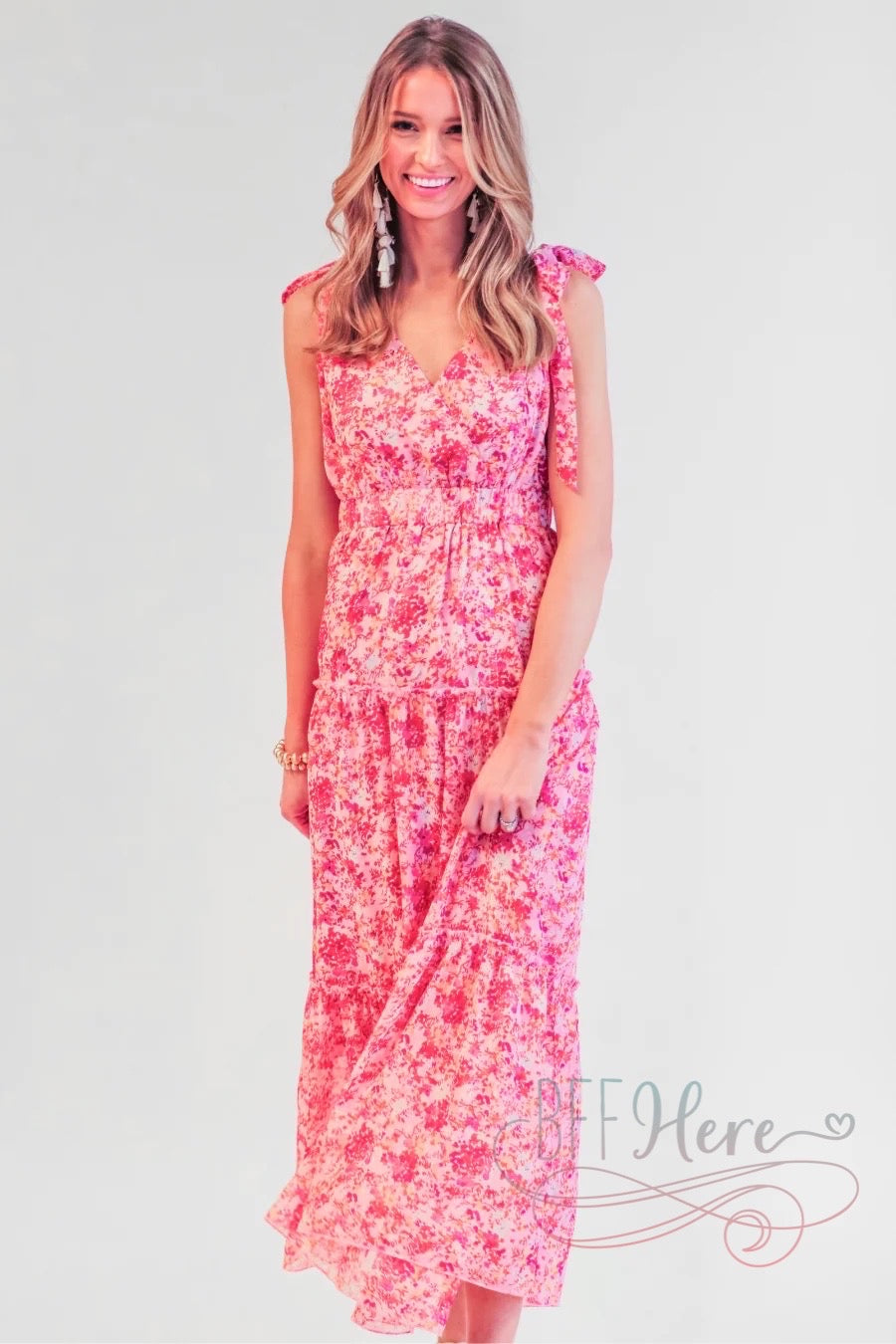 Sage Floral Ruffle Maxi Dress - BFF Here