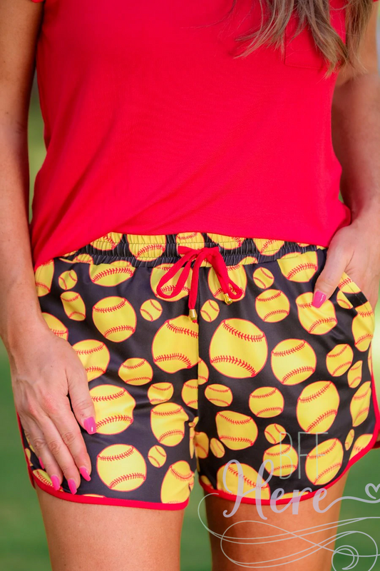 Home Plate Softball Drawstring Everyday Shorts - BFF Here