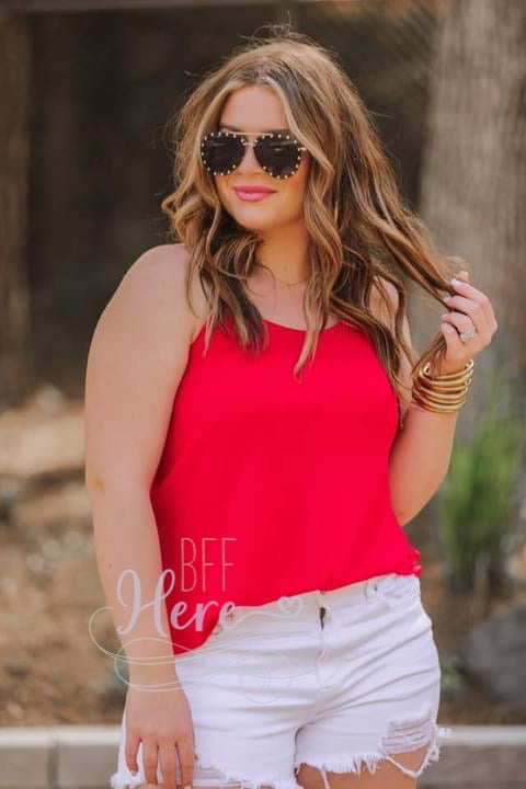 Leah Woven Cami -- Red - BFF Here