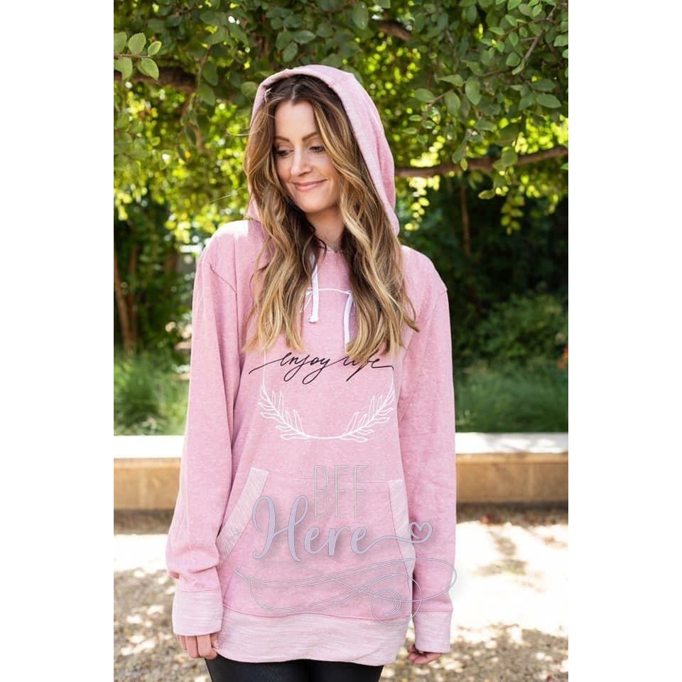 Enjoy Life French Terry Hoodie — Heather Mauve - BFF Here