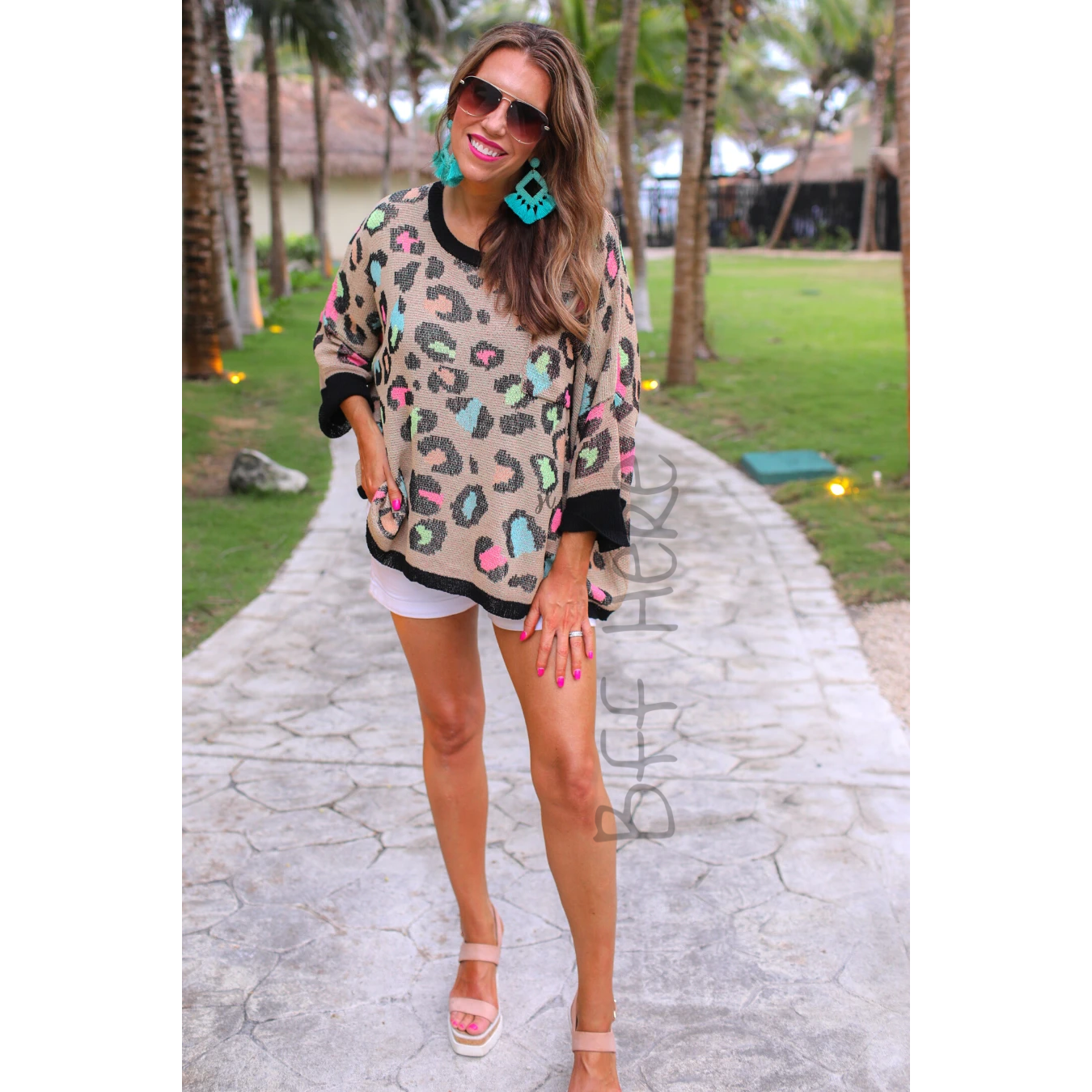 Charleston Colorful Leopard Lightweight Sweater - BFF Here