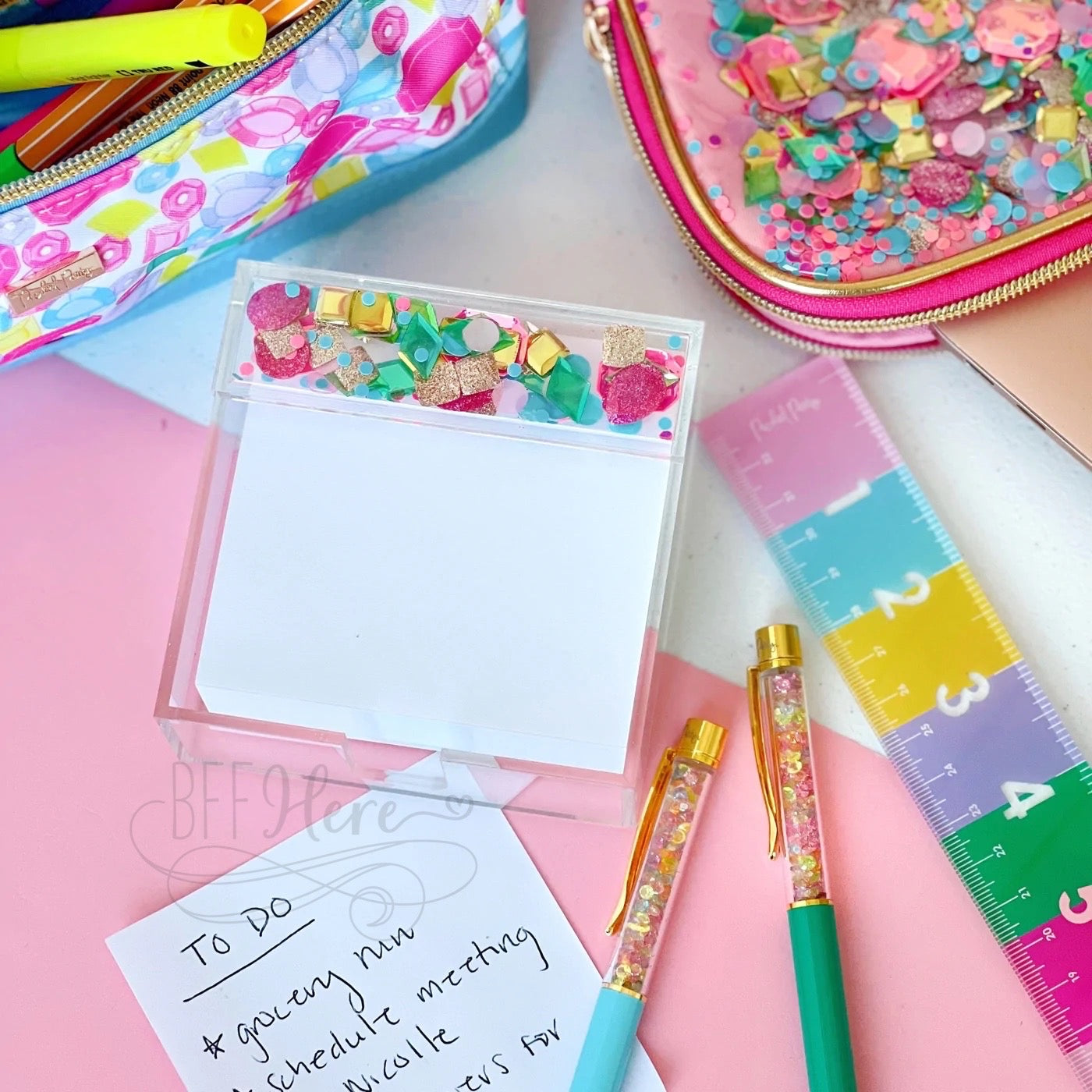 Be A Gem Confetti Notepad Holder by Packed Party - BFF Here