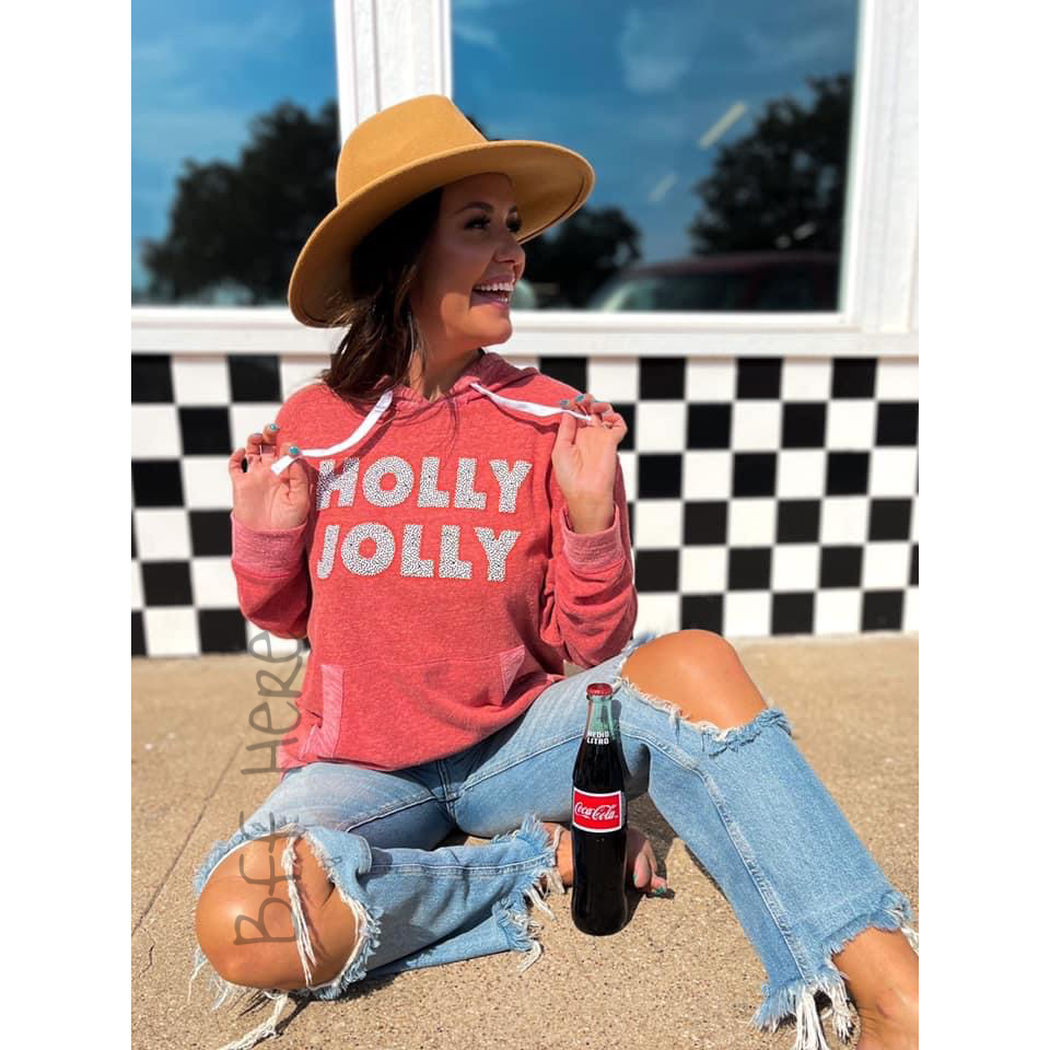 Holly Jolly French Terry Hoodie - BFF Here